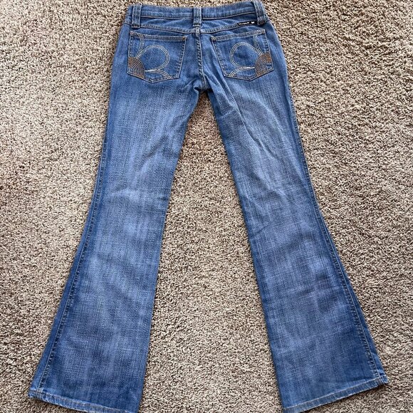 Rare Vintage Frankie B Sunflower Pocket Flare Jeans – Size 2 - Picture 1 of 4